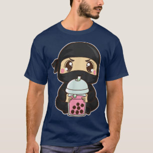Kawaii Cute Boba Ninja Asian Strawberry Bubble Mil T-Shirt