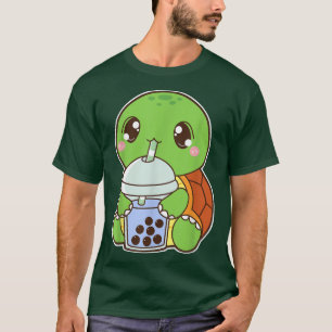 Kawaii Cute Boba Turtle Reptile Blue Bubble Pearl T-Shirt
