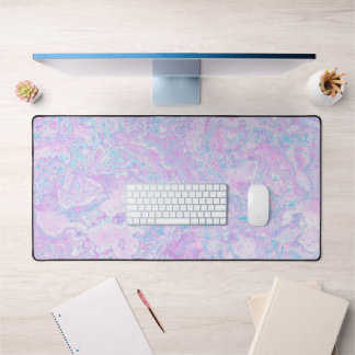 Kawaii Cute Boho Swirly Pastel Cotton Candy Marble Desk Mat