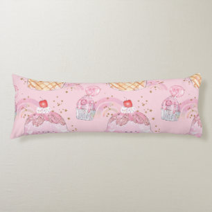 Kawaii Cute Cakes with Cherries – Pastel Purple Body Cushion