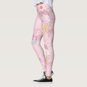 Kawaii Cute Cakes with Cherries – Pastel Purple Leggings