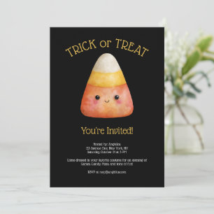 Kawaii Cute Candy Corn Kid Halloween Party Invitation