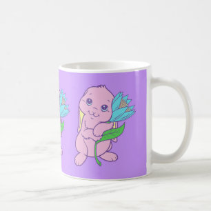 Kawaii Cute Cartoon Bunny Rabbit Flower Coffee Mug