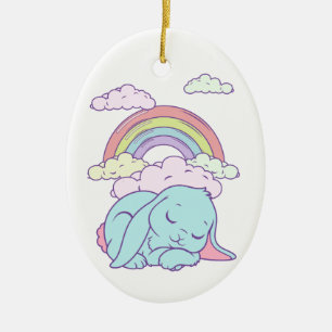 Kawaii Cute Cartoon Bunny Rabbit Rainbow Ceramic Ornament