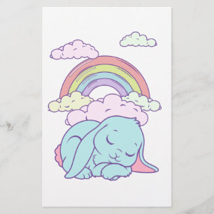Kawaii Cute Cartoon Bunny Rabbit Rainbow Stationery
