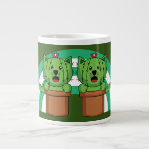 Kawaii Cute Cat Cactus Plant Pet Large Coffee Mug