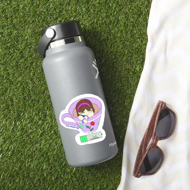 Kawaii Cute Charging Battery Coffee Cup Girl (HydroFlask Insitu)
