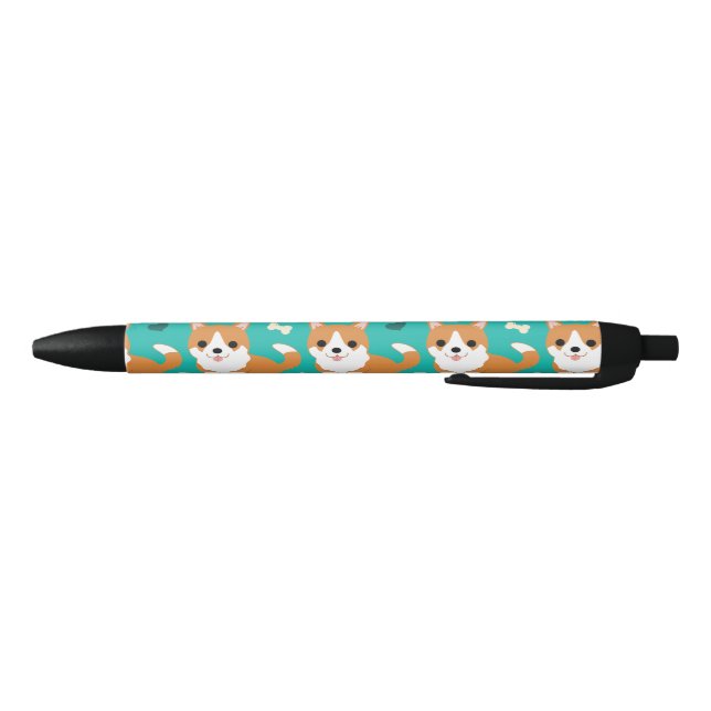 Kawaii Cute Corgi dog simple illustration pattern Black Ink Pen (Bottom)