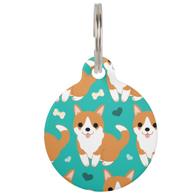 Kawaii Cute Corgi dog simple illustration pattern Pet Tag (Front)