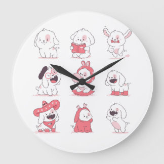 kawaii cute dog design large clock