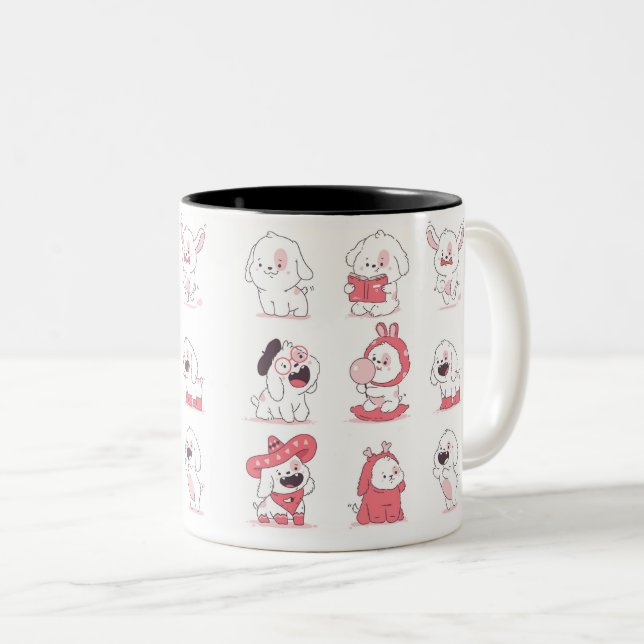  kawaii cute dog  design Two-Tone coffee mug (Front Right)