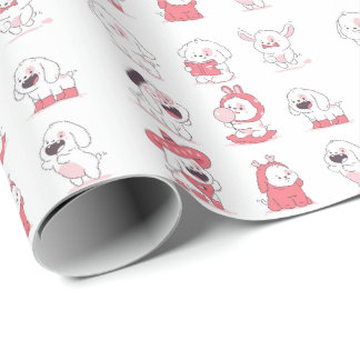 kawaii cute dog design wrapping paper