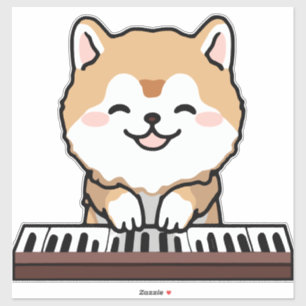Kawaii Cute Dog Playing Piano Keyboard