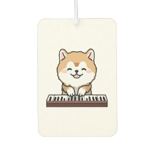 Kawaii Cute Dog Playing Piano Keyboard Car Air Freshener