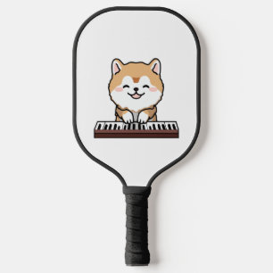 Kawaii Cute Dog Playing Piano Keyboard Pickleball Paddle