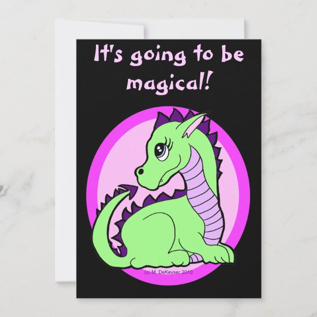 Kawaii Cute Dragon Birthday Party Invitation (Front)