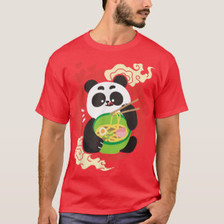 Kawaii Cute Eating Panda Japanese Ramen Noodles T-Shirt