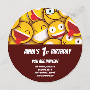 Kawaii Cute Emoji Emoticon Birthday Invitation