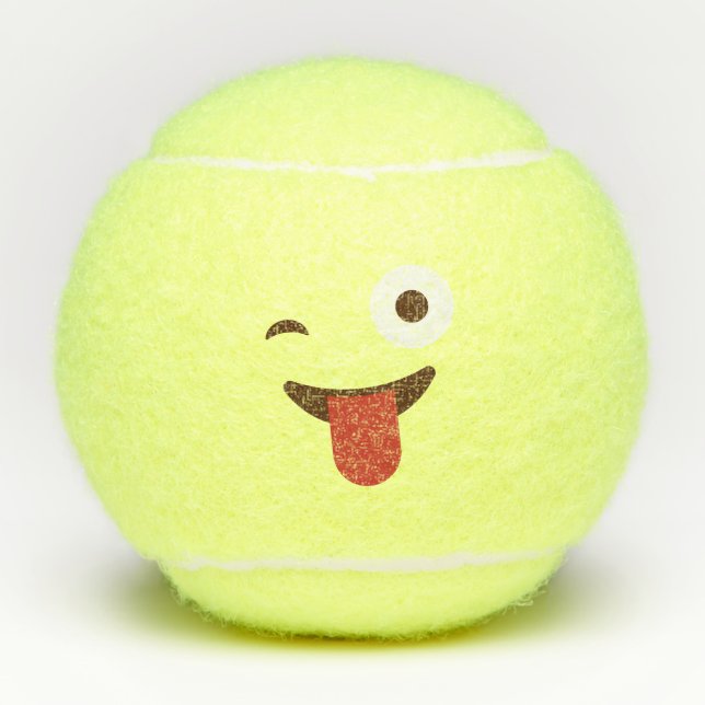 Kawaii Cute Emoticon Emoji Face Tennis Balls (Front)