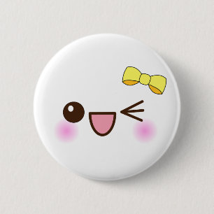 kawaii cute face 6 cm round badge