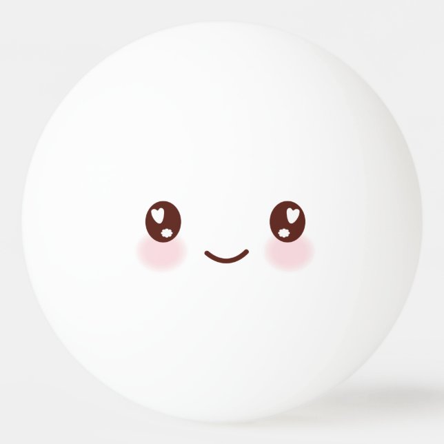 Kawaii Cute Funny Face. Emoji. Emoticon. Ping Pong Ball (Front)