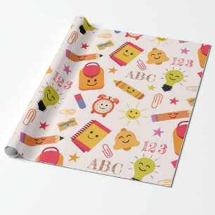 Kawaii Cute Funny School Supplies Wrapping Paper