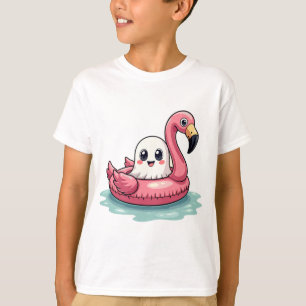 Kawaii Cute Ghost On A Pool Funny Spooky Summer Su T-Shirt