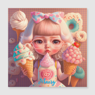 Kawaii cute girl with ice creams