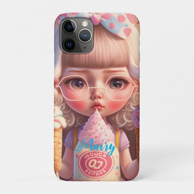 Kawaii cute girl with ice creams      Case-Mate iPhone case (Back)
