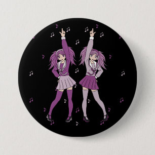 Kawaii Cute Harajuku Dancing Anime Girls 7.5 Cm Round Badge