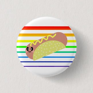 Kawaii Cute HotDog Rainbow Stripes Pin Button
