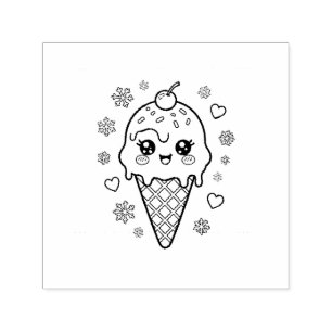 Kawaii cute ice cream cone colouring self-inking stamp