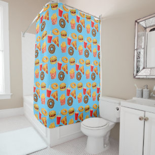 Kawaii Cute Junk Food Shower Curtain