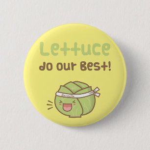 Kawaii Cute Lettuce Do Our Best Food Pun Humour 6 Cm Round Badge
