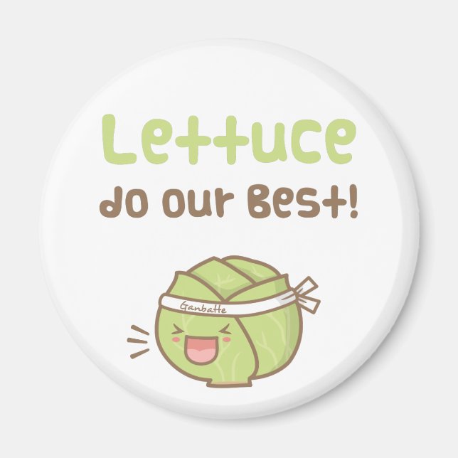 Kawaii Cute Lettuce Do Our Best Food Pun Humour Magnet (Front)