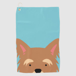 Kawaii Cute Little Yorkie Puppy Dog. Golf Towel