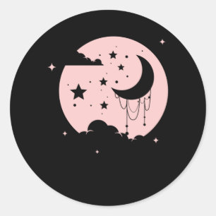 Kawaii Cute Pastel Goth Moon Classic Round Sticker