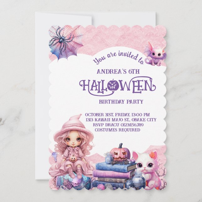 Kawaii Cute Pink Birthday  Invitation (Front)