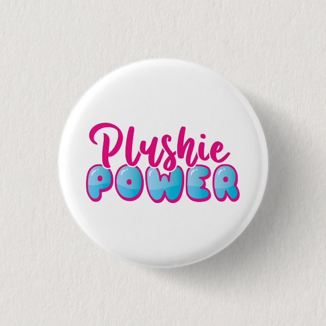 Kawaii Cute Pink Blue Plushie Power 3 Cm Round Badge (Front)