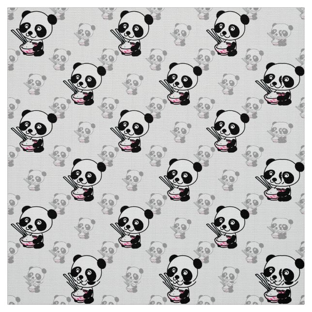Kawaii  Cute Playful Panda Surface Pattern Design Fabric (Swatch)
