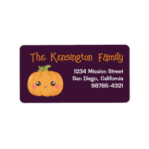 Kawaii Cute Pumpkin Custom Halloween Fall Address Label
