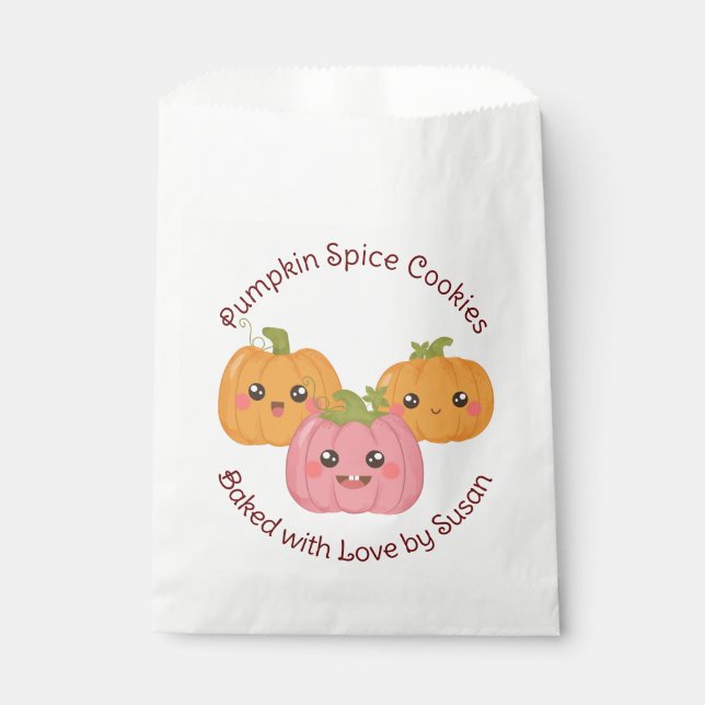 Kawaii Cute Pumpking Custom Text Halloween Party Favour Bag (Front)