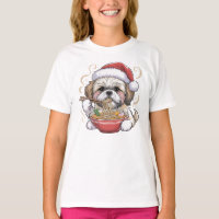 Kawaii Cute Santa Shih Tzu Eating Ramen