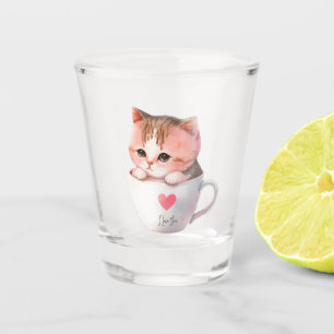Kawaii Cute Striped Pink Chibi Cat Shot Glass