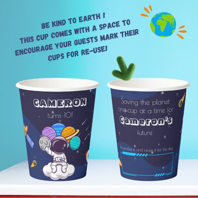Kawaii Cute sustainable reusable blue astronaut   Paper Cups (Creator Uploaded)