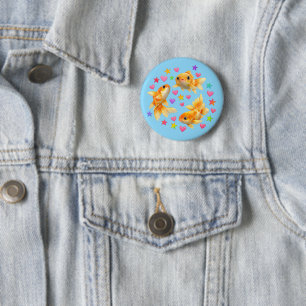 kawaii cute y2k rainbow goldfish  6 cm round badge