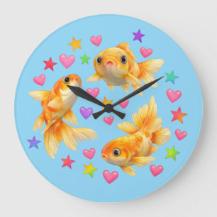 kawaii cute y2k rainbow goldfish large clock