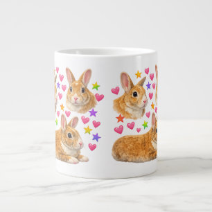 kawaii cute y2k rainbow rabbit bunny large coffee mug