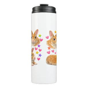 kawaii cute y2k rainbow rabbit bunny thermal tumbler