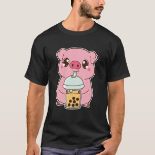Kawaii Cute Zodiac Boba Pig Mango Bubble Pearl Mil T-Shirt